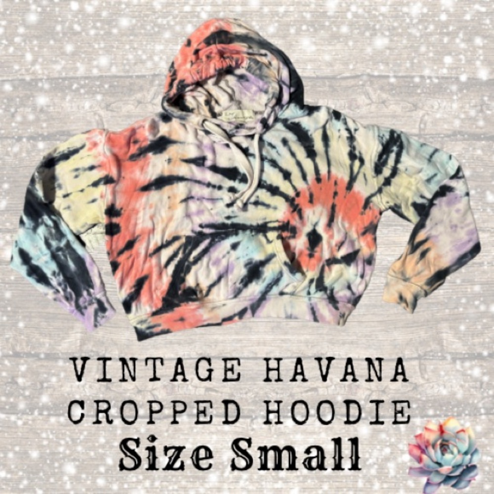 Vintage Havana Tie Dye Cropped Hoodie Size Smalll